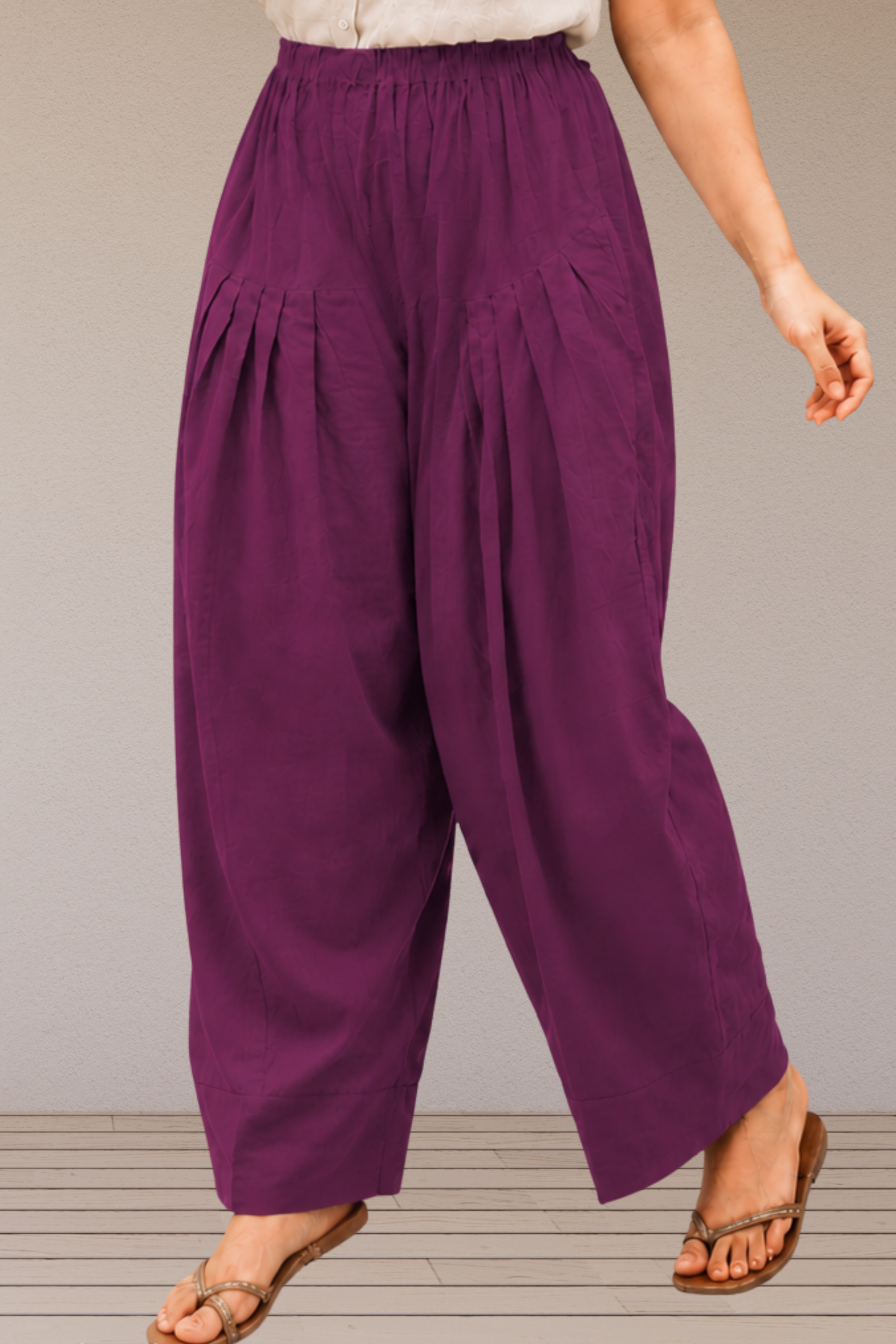 Wine Cotton Farshi Salwar
