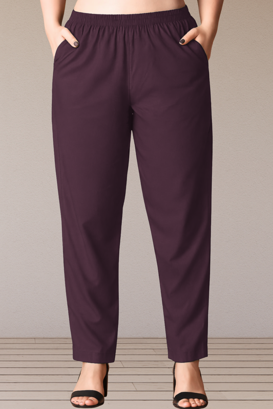 Wine Cotton Kurti Pant