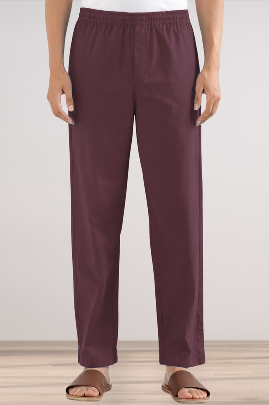 Wine Cotton Pant Pajama