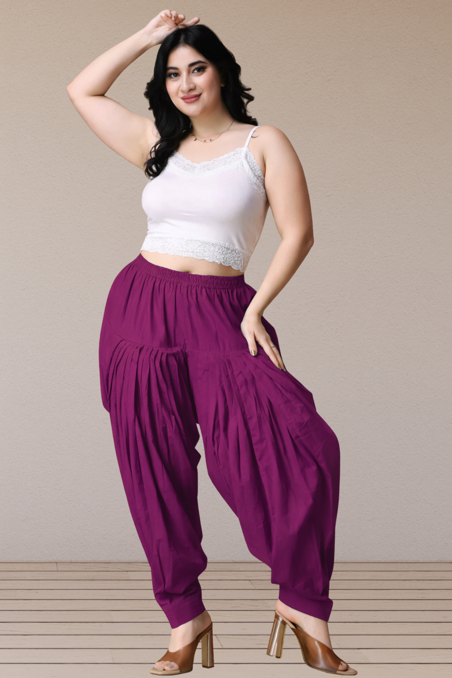 Wine Cotton Patiala Salwar