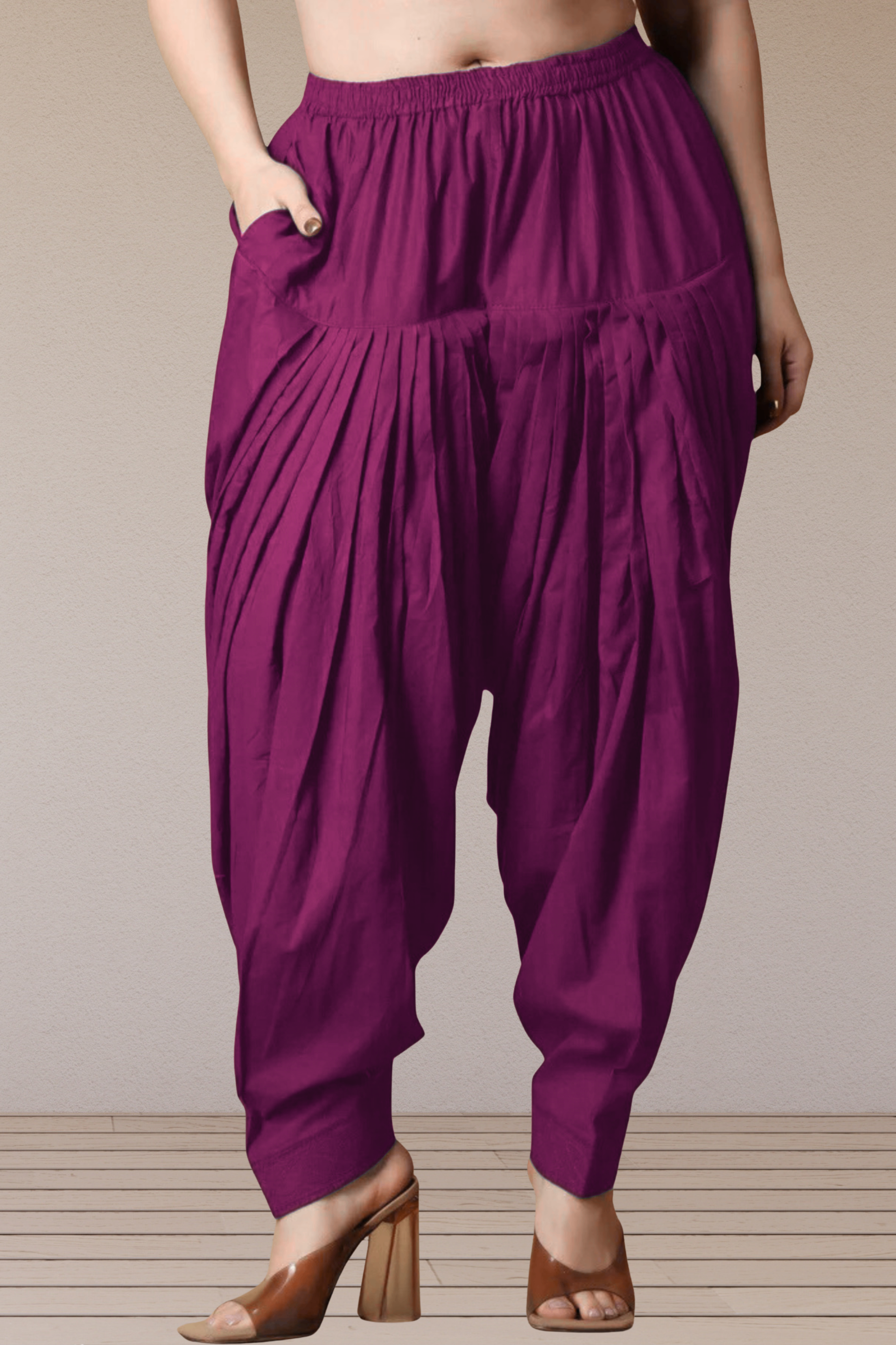 Buy Plus Size ​Wine Cotton Patiala Salwar Pants | Apella - The XS