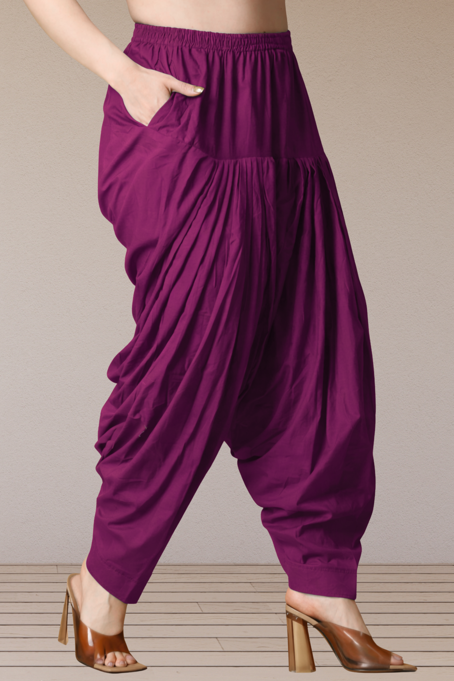 Wine Cotton Patiala Salwar