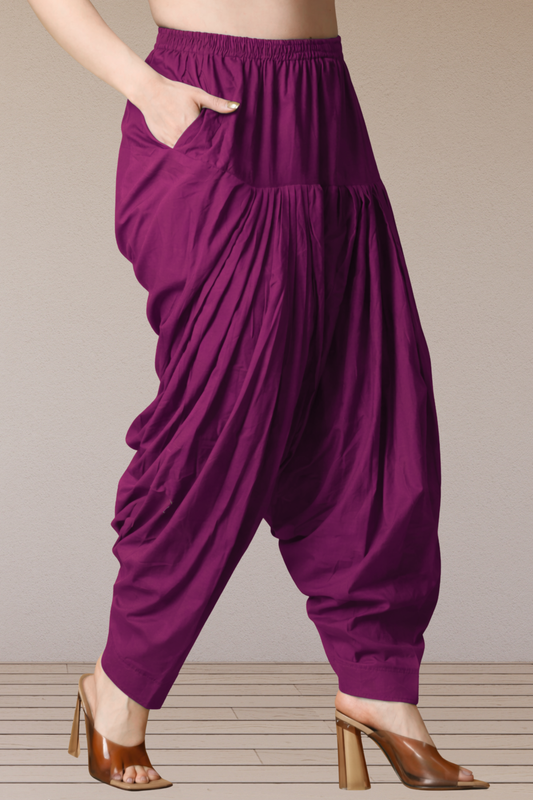 Wine Cotton Patiala Salwar