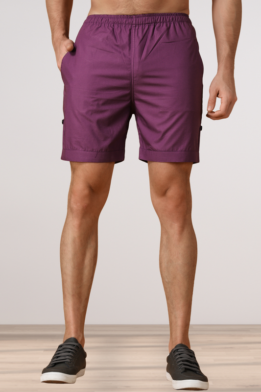 Wine Cotton Shorts