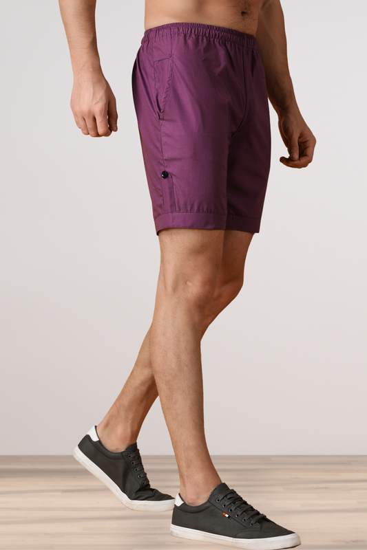 Wine Cotton Shorts