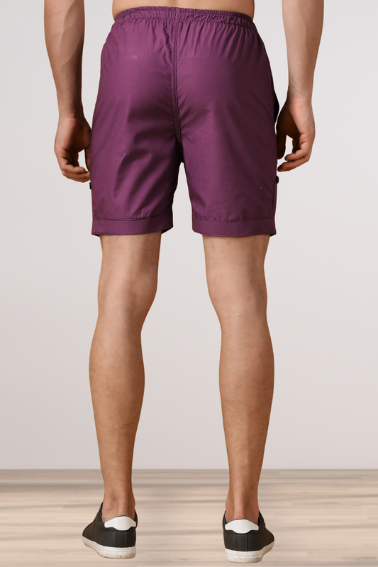 Wine Cotton Shorts