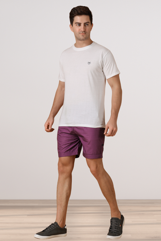 Wine Cotton Shorts