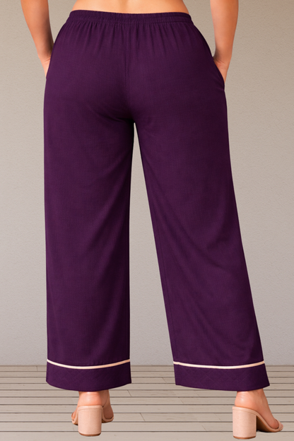 Wine Detailed Hemline Pant Palazzo