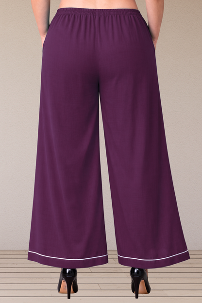 Wine Detailed Hemline Rayon Palazzo