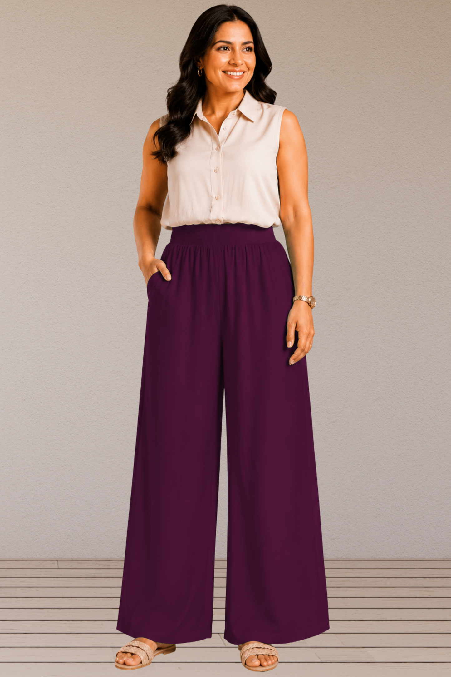 Wine Flared Palazzo Pant