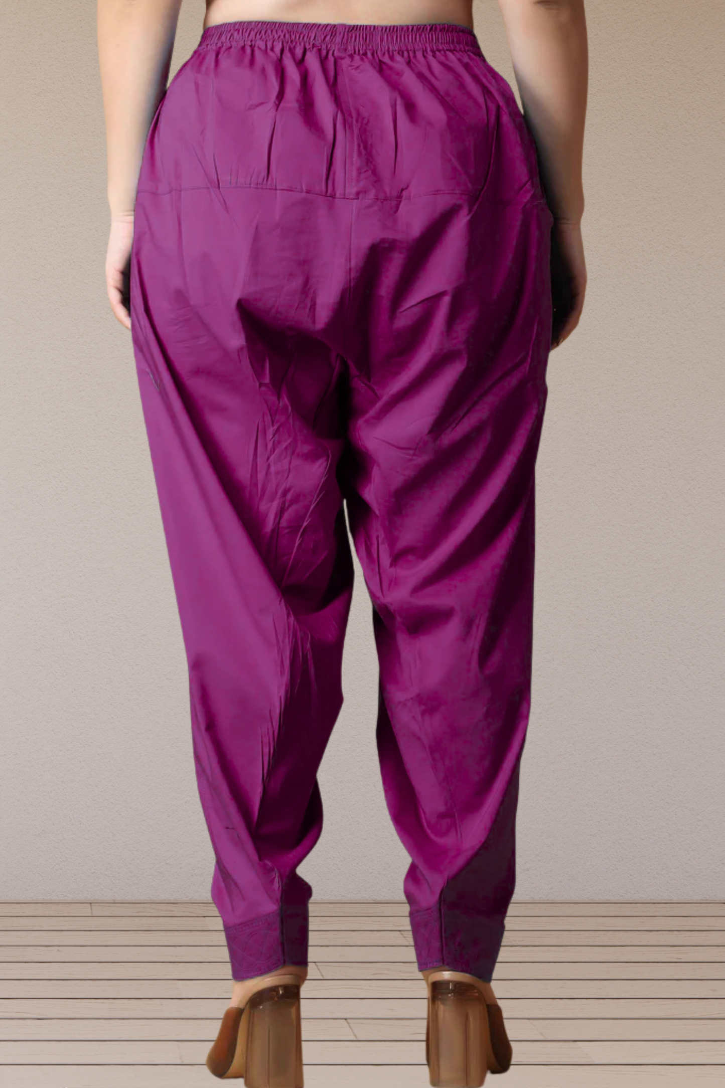 Wine Pleated Cotton Salwar