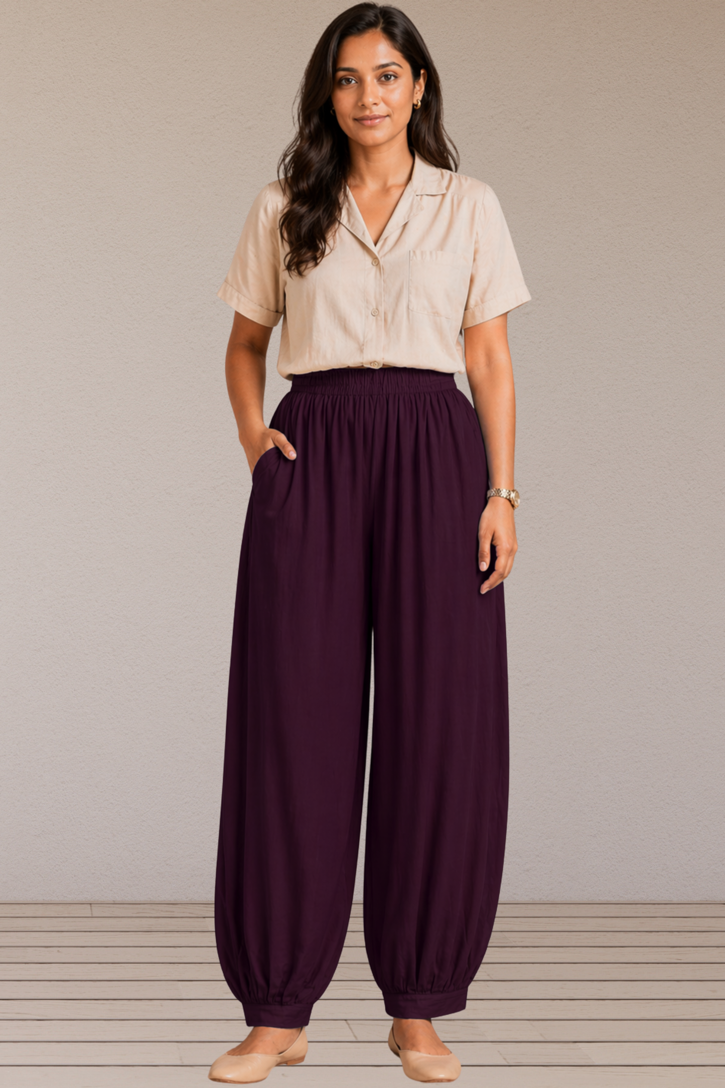 Wine Rayon Afghani Pants