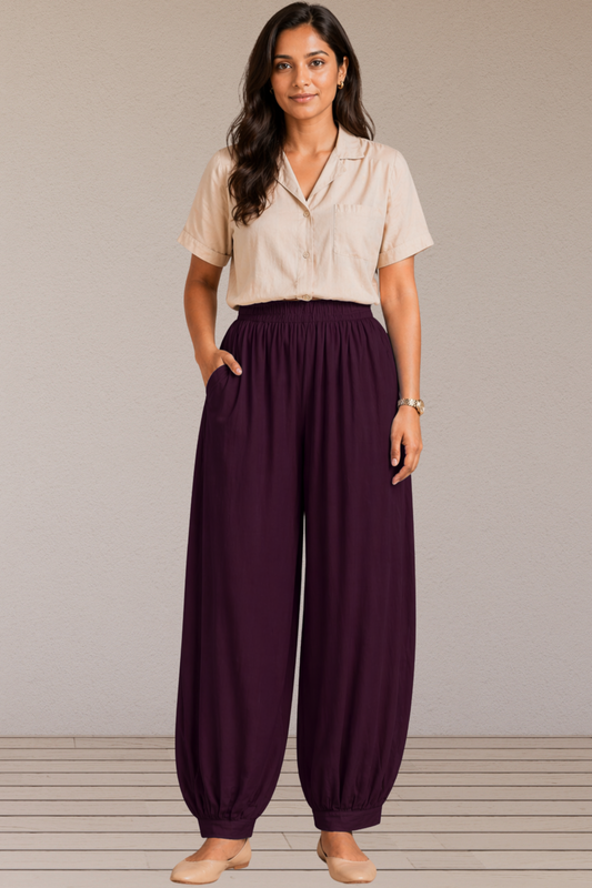 Wine Rayon Afghani Pants