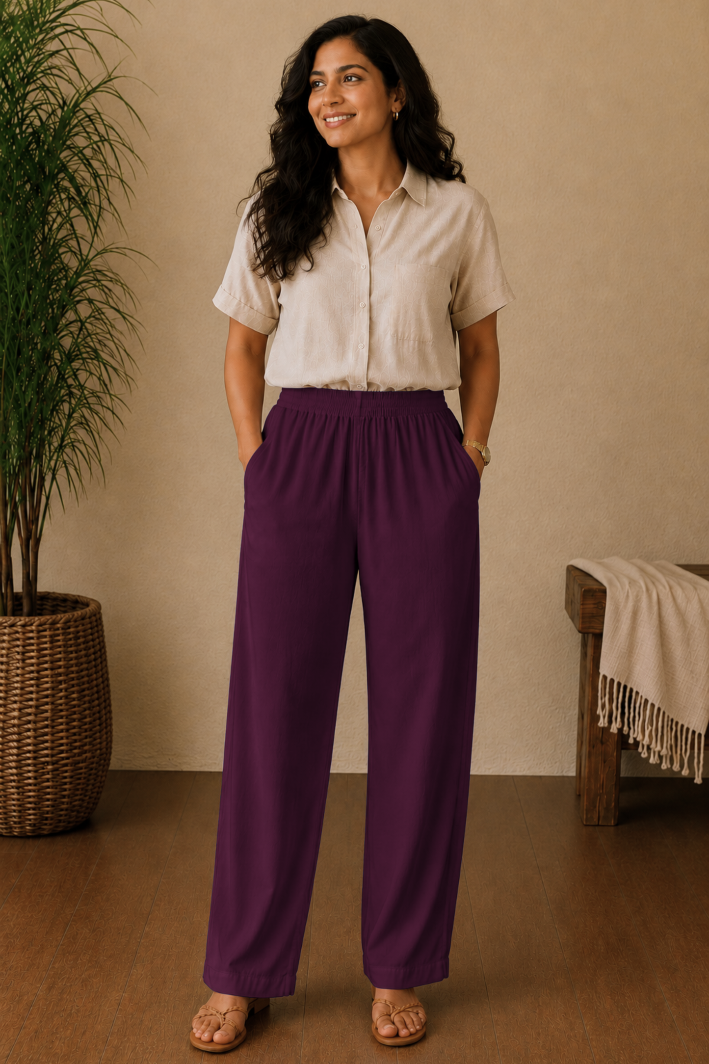 Wine Rayon Kurti Pant