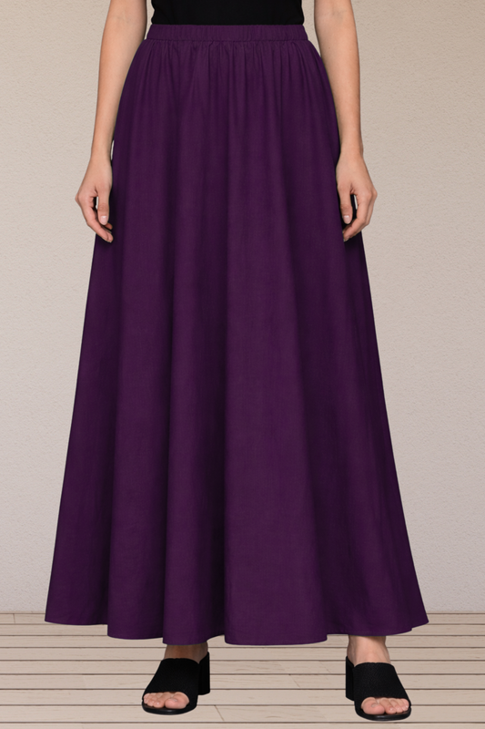 Wine Rayon Long Skirt