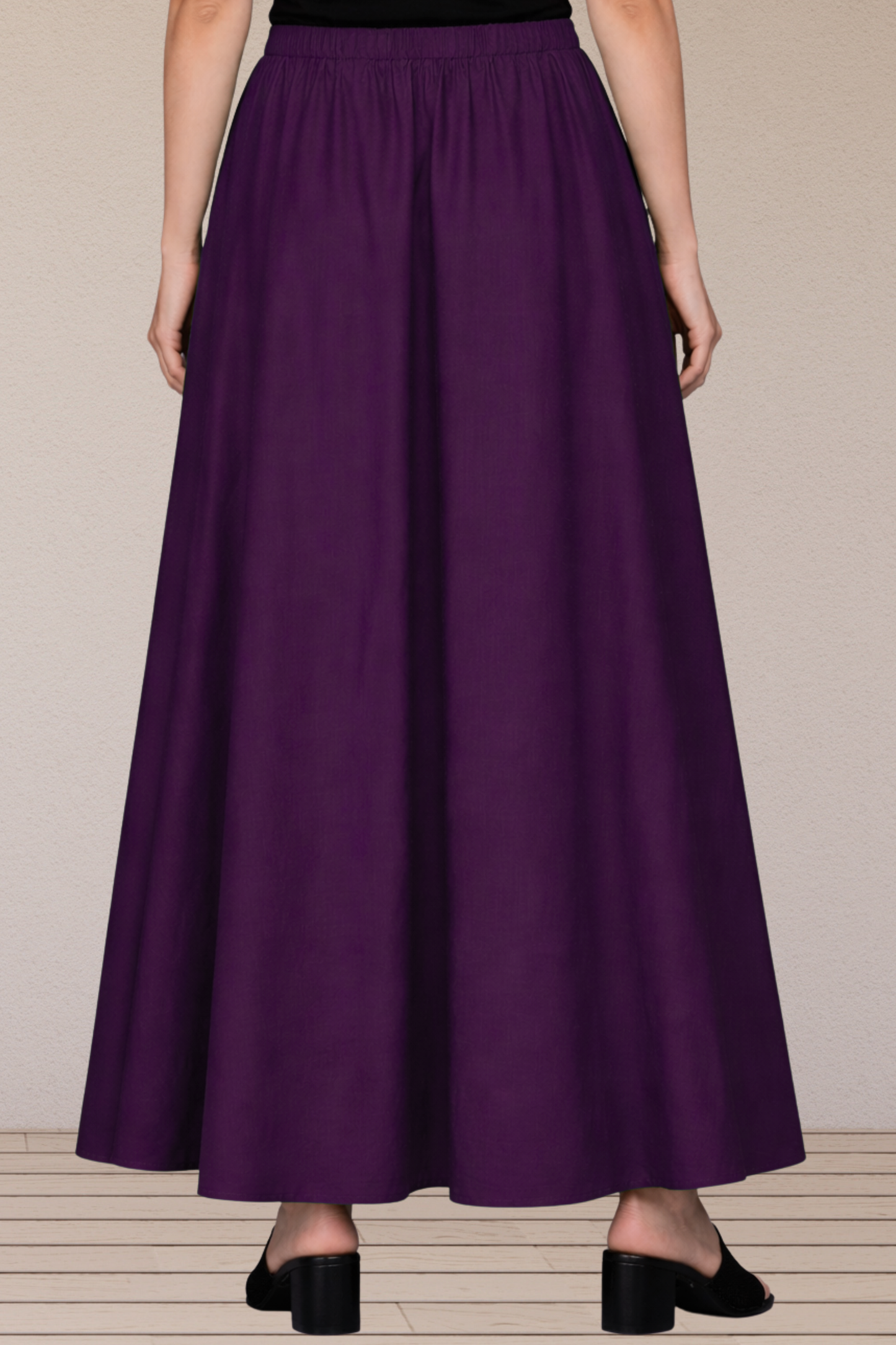Wine Rayon Long Skirt