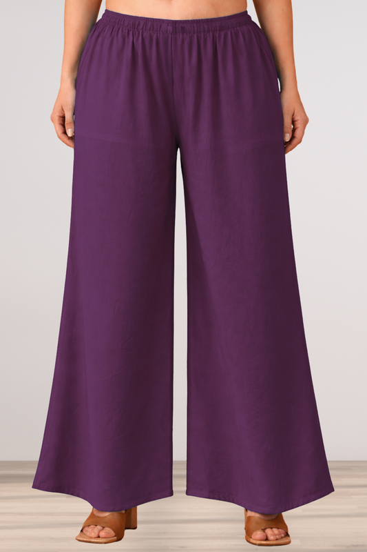 Wine Rayon Loose Palazzo