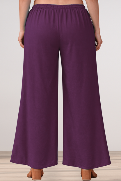 Wine Rayon Loose Palazzo