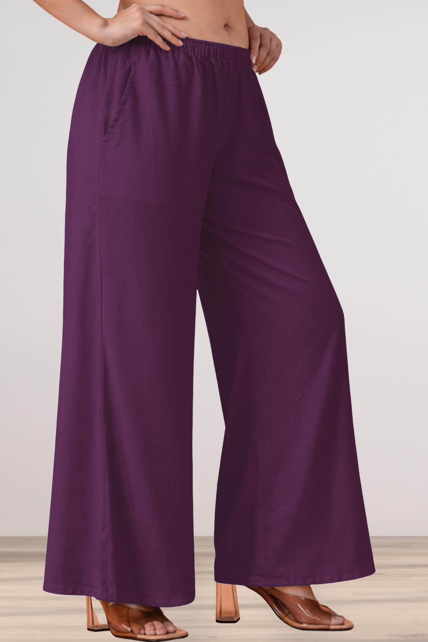 Wine Rayon Loose Palazzo