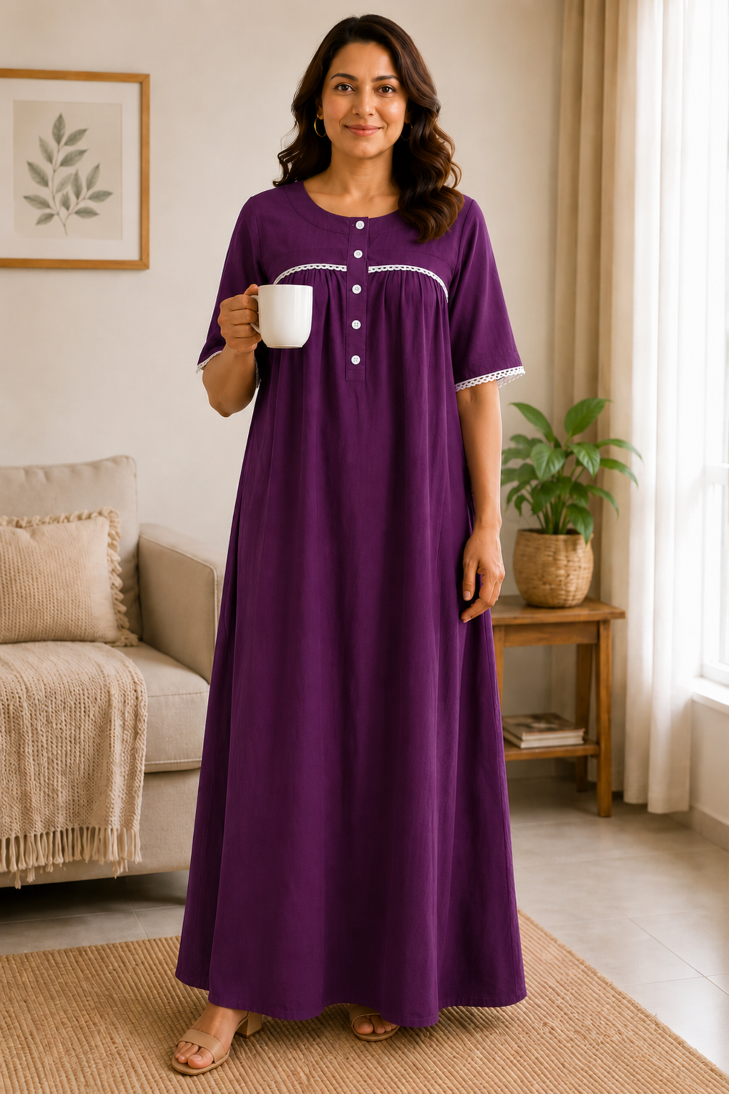Wine Rayon Night Gown