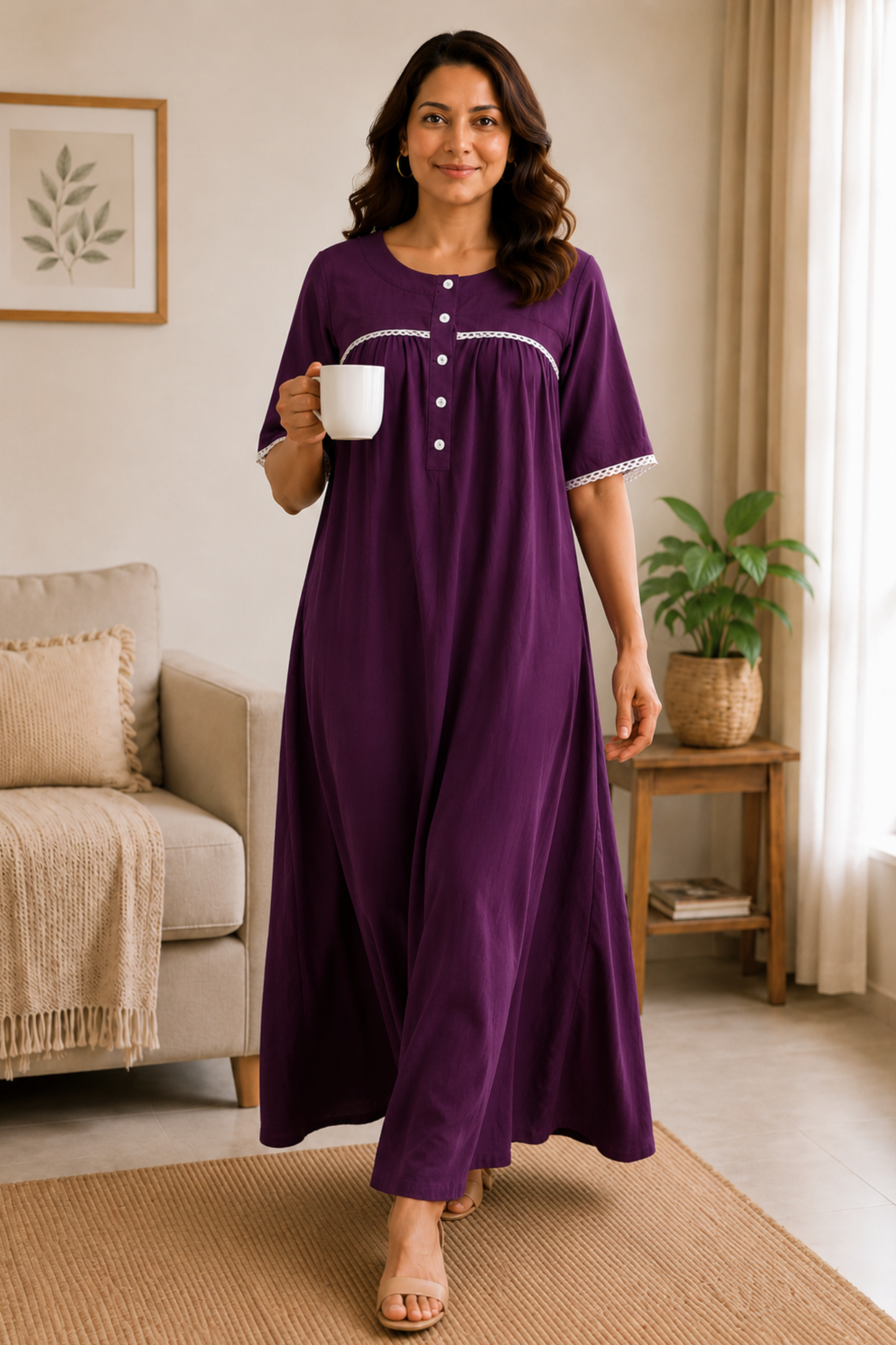 Wine Rayon Night Gown