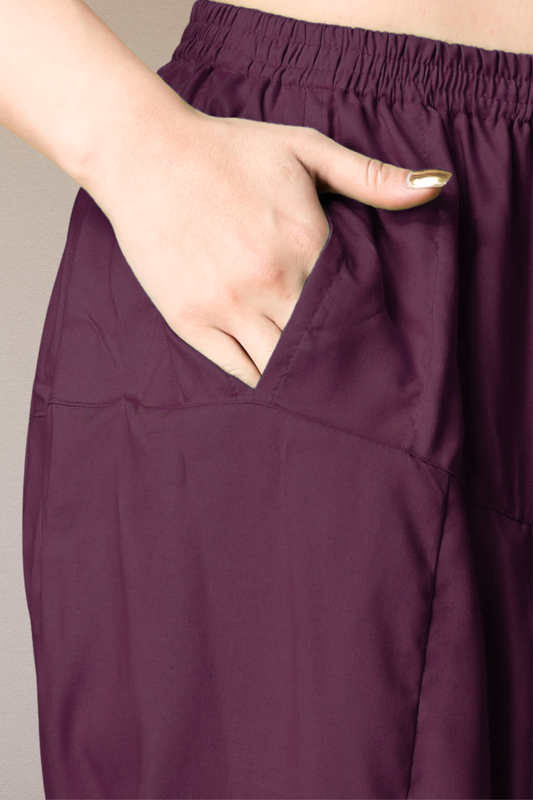 Wine Rayon Pleated Salwar