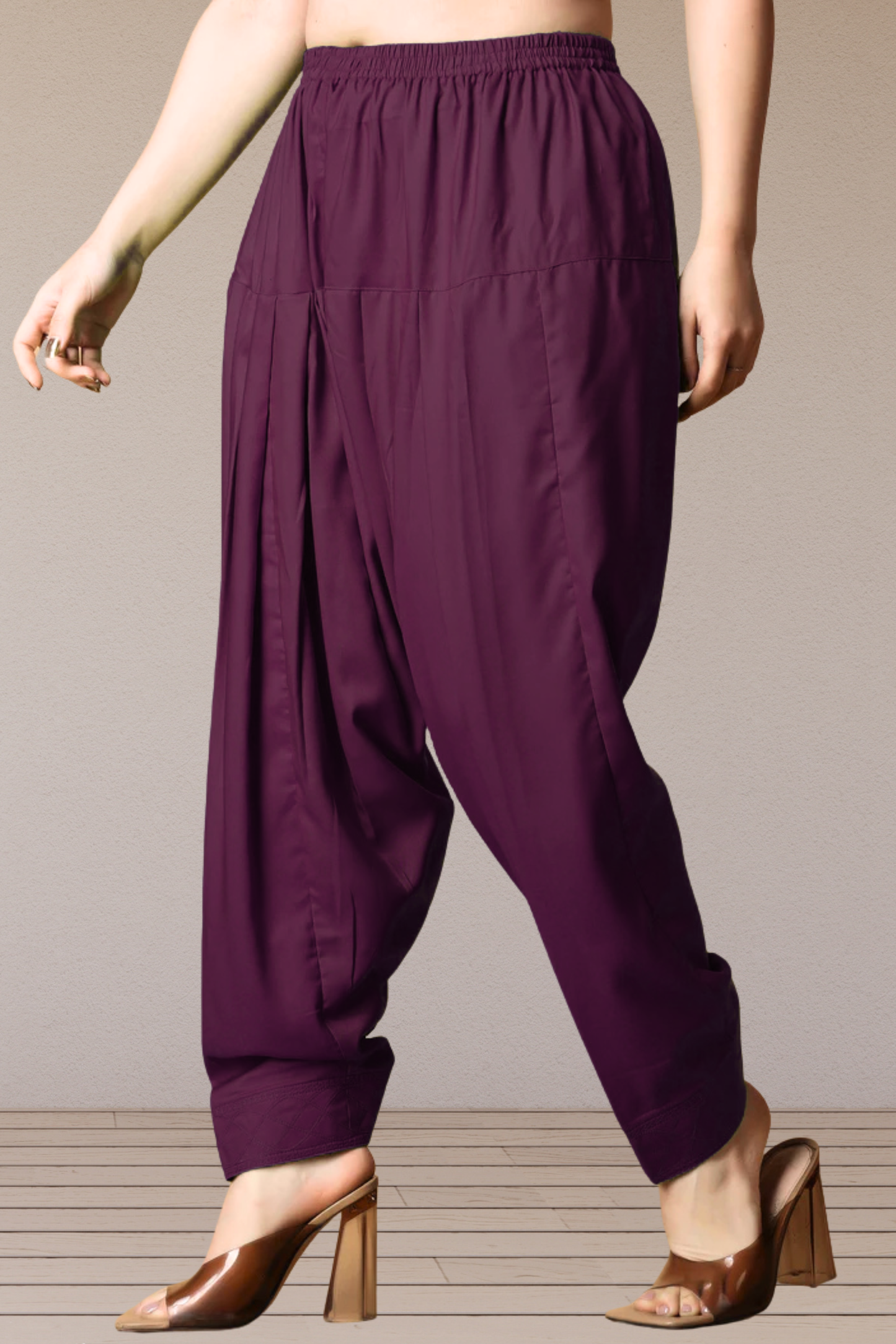 Wine Rayon Pleated Salwar