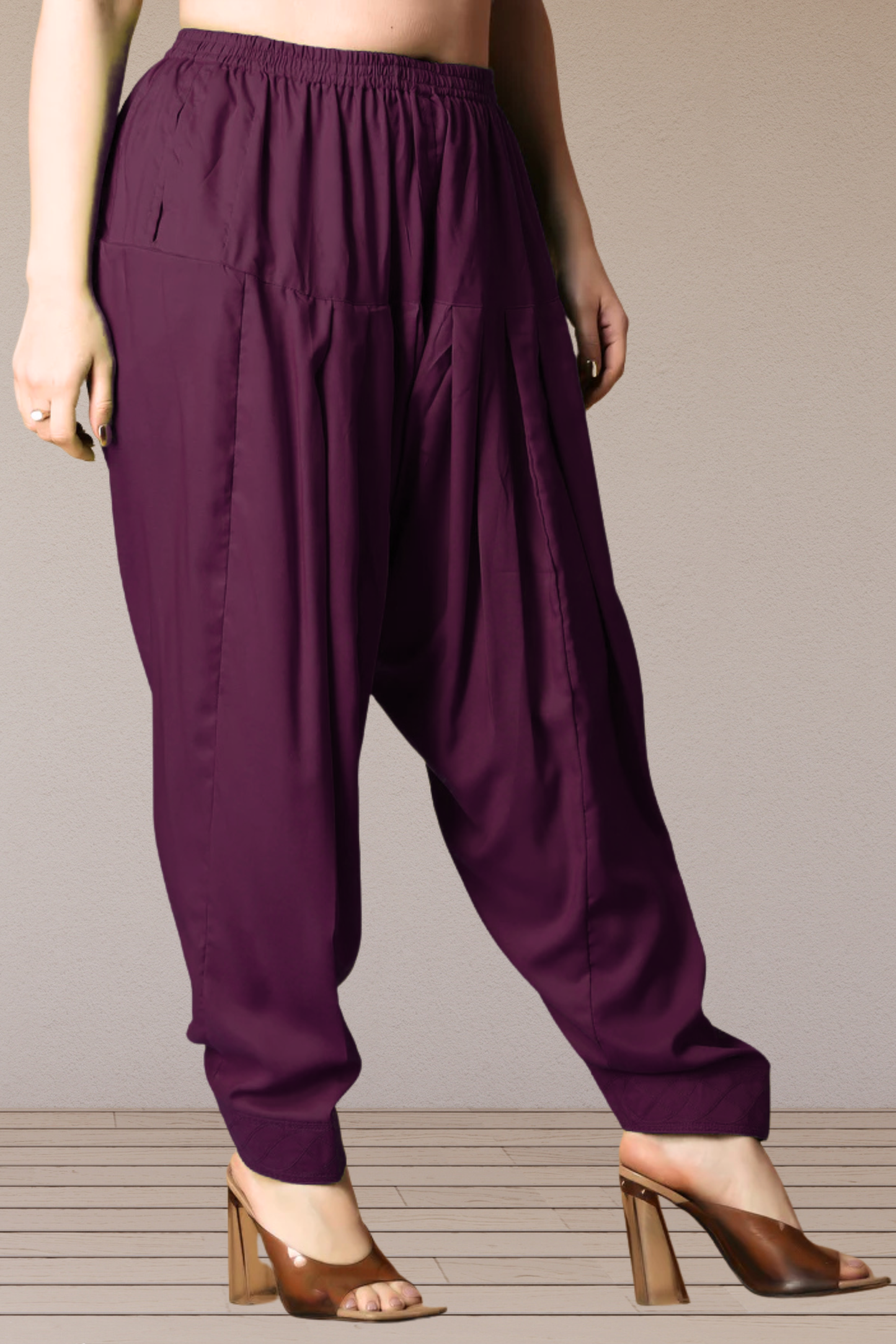 Wine Rayon Pleated Salwar