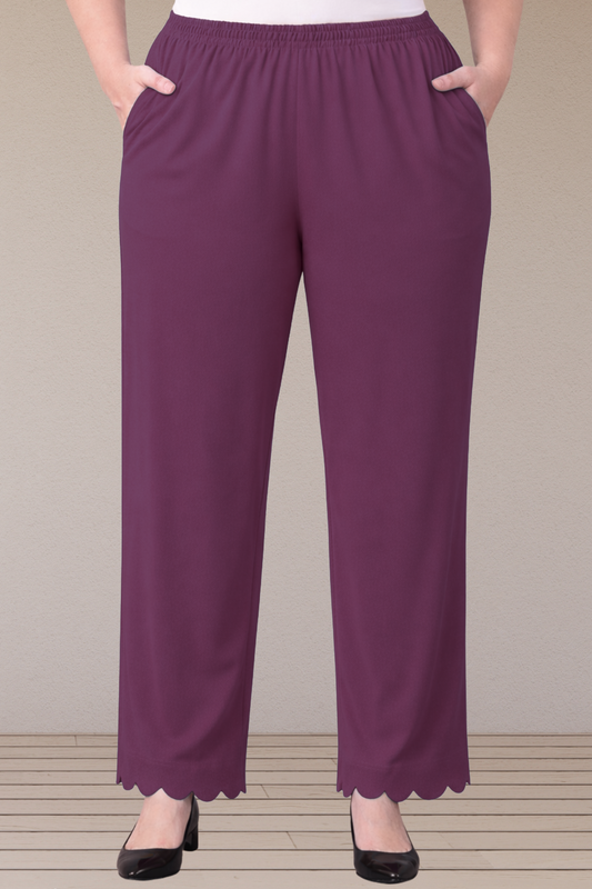 Wine Scallop Cut Palazzo