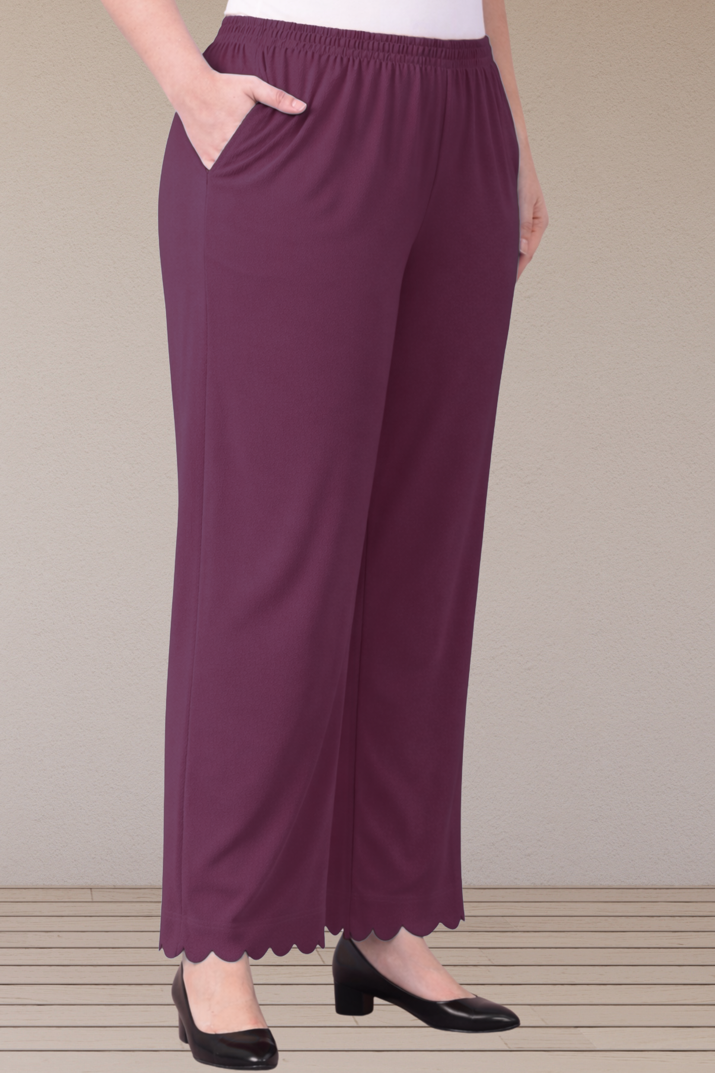 Wine Scallop Cut Palazzo