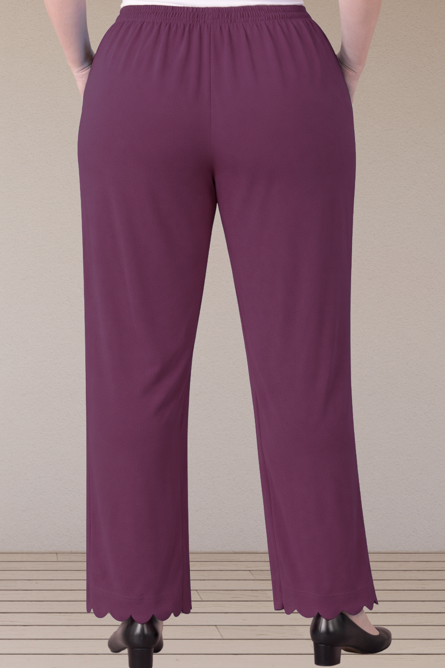 Wine Scallop Cut Palazzo