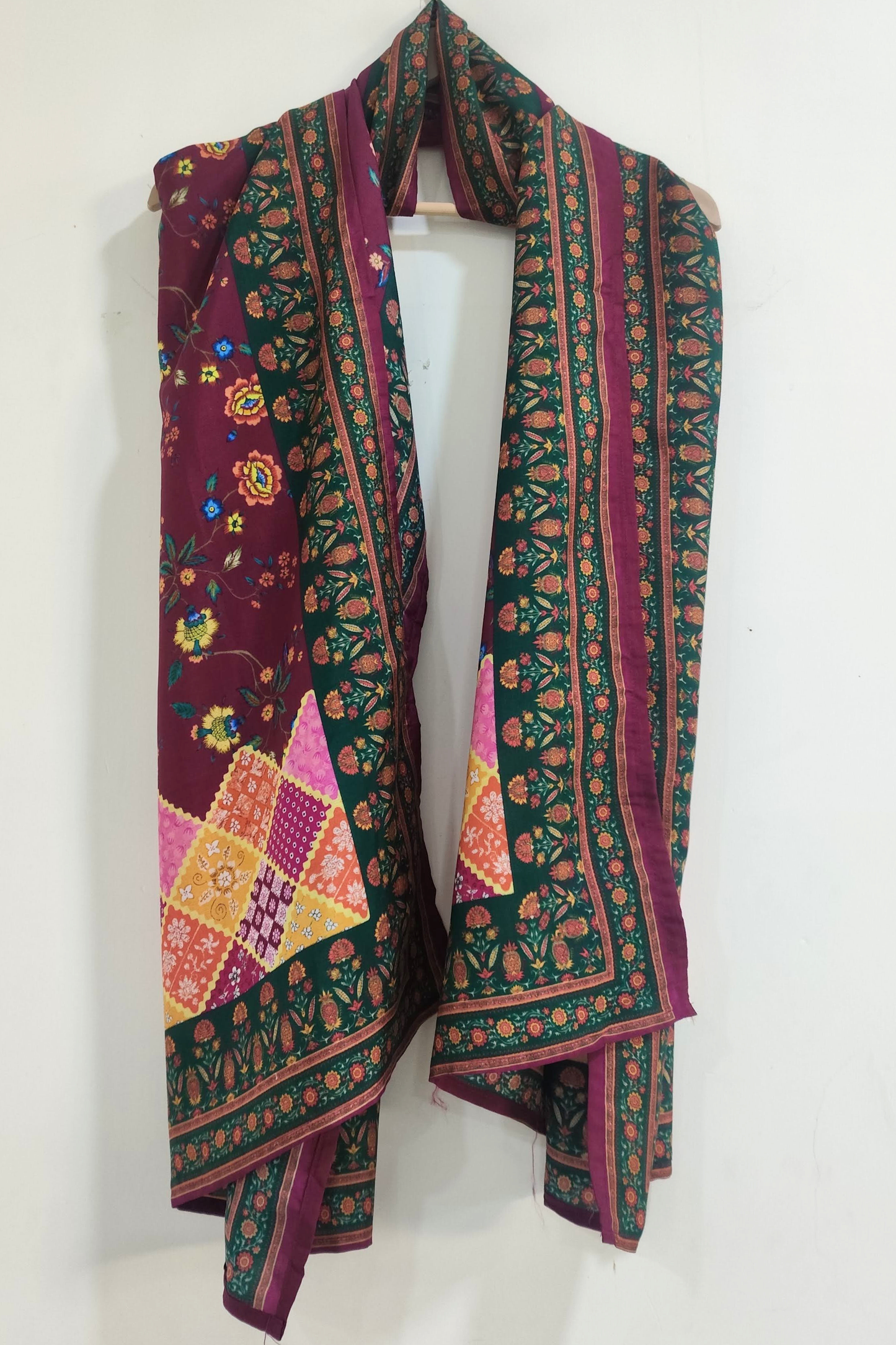 Wine Garden Silk Dupatta