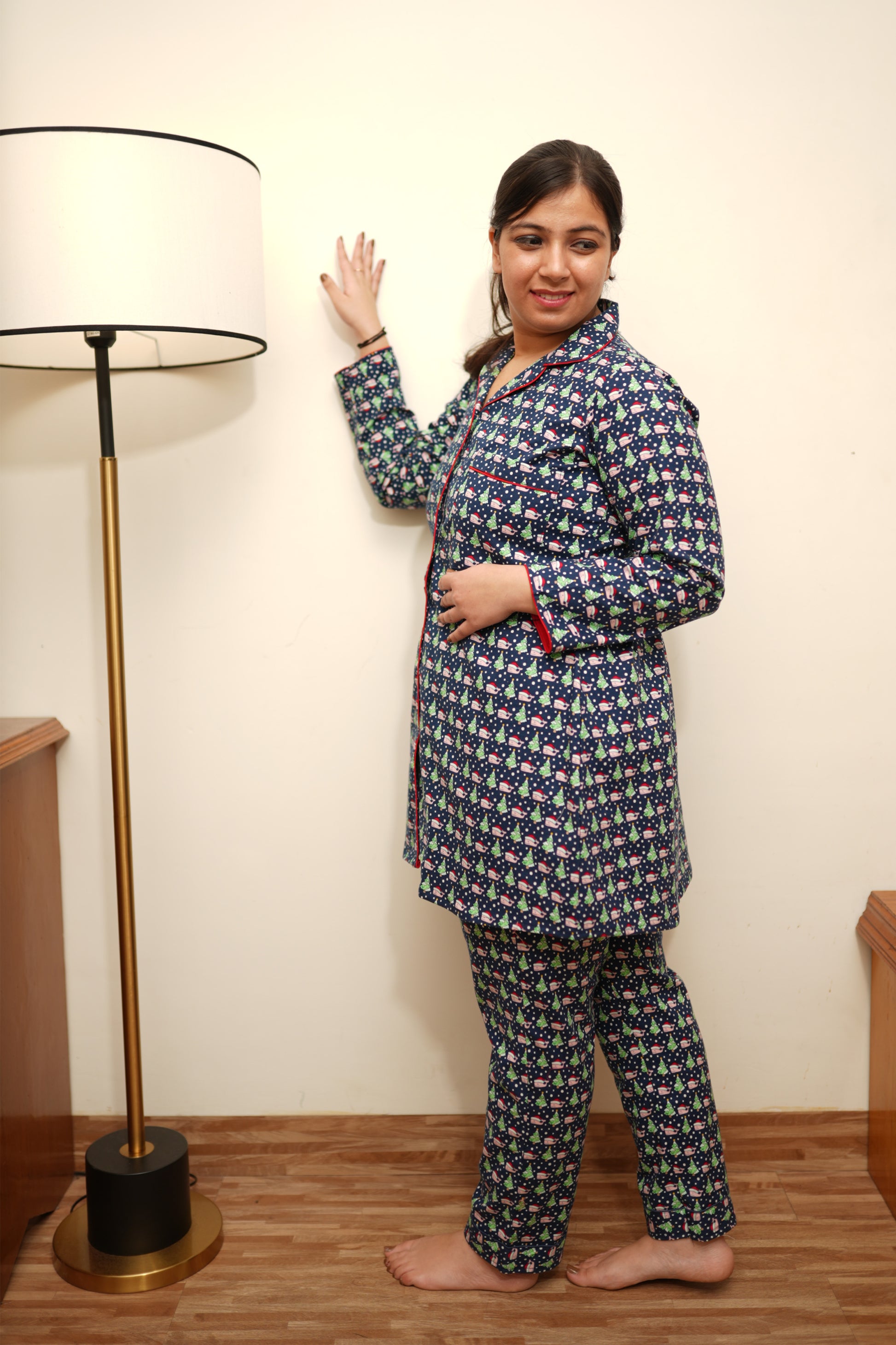 Navy Blue Winter Night Suit For Ladies