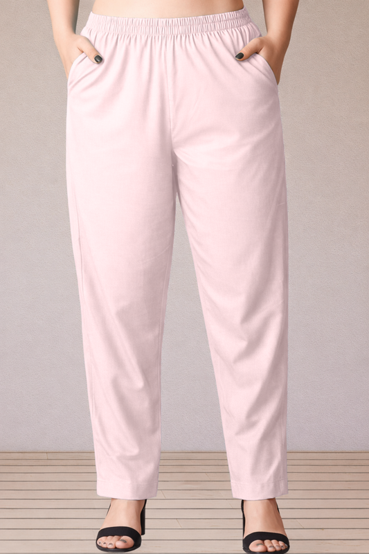 Very Light Pink Cotton Kurti Pant