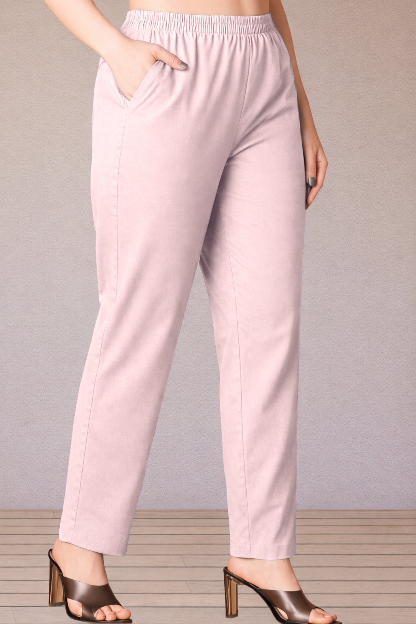 Very Light Pink Cotton Kurti Pant