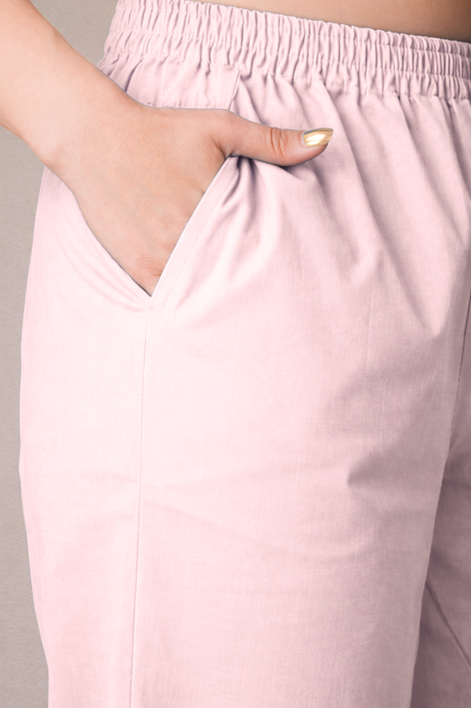 Very Light Pink Cotton Kurti Pant