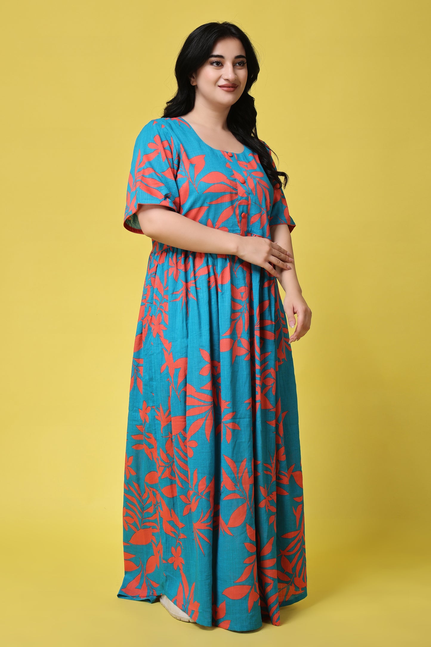 Leafy Vibrance Cotton Night Gown