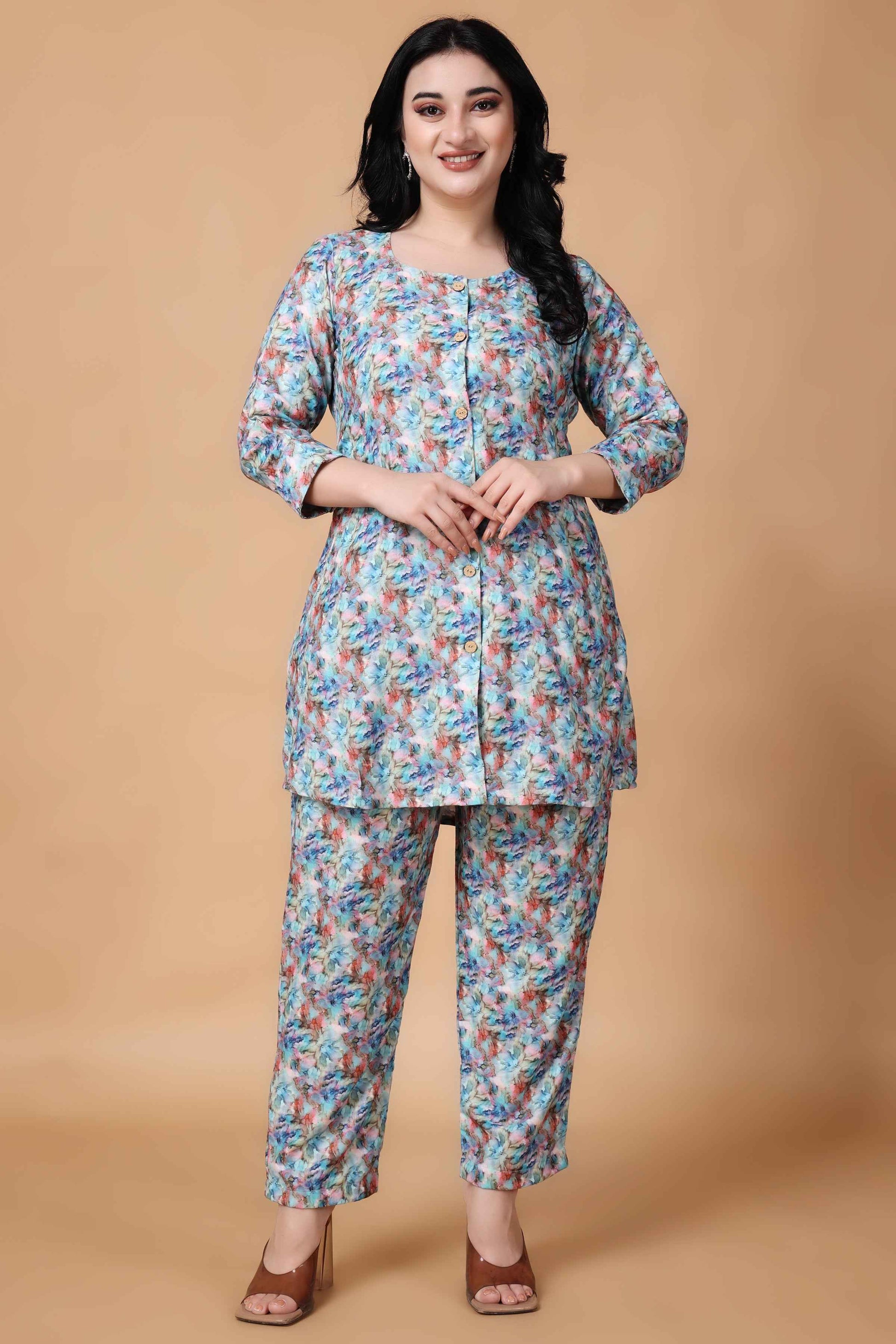 Buy Plus Size ​Vintage Melody Modal Co-ord Set At Apella | Sizes XS to 10 XL | India | Free Delivery | Customized