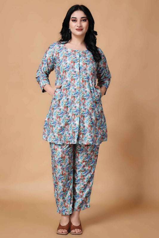 Buy Plus Size ​Vintage Melody Modal Co-ord Set At Apella | Sizes XS to 10 XL | India | Free Delivery | Customized