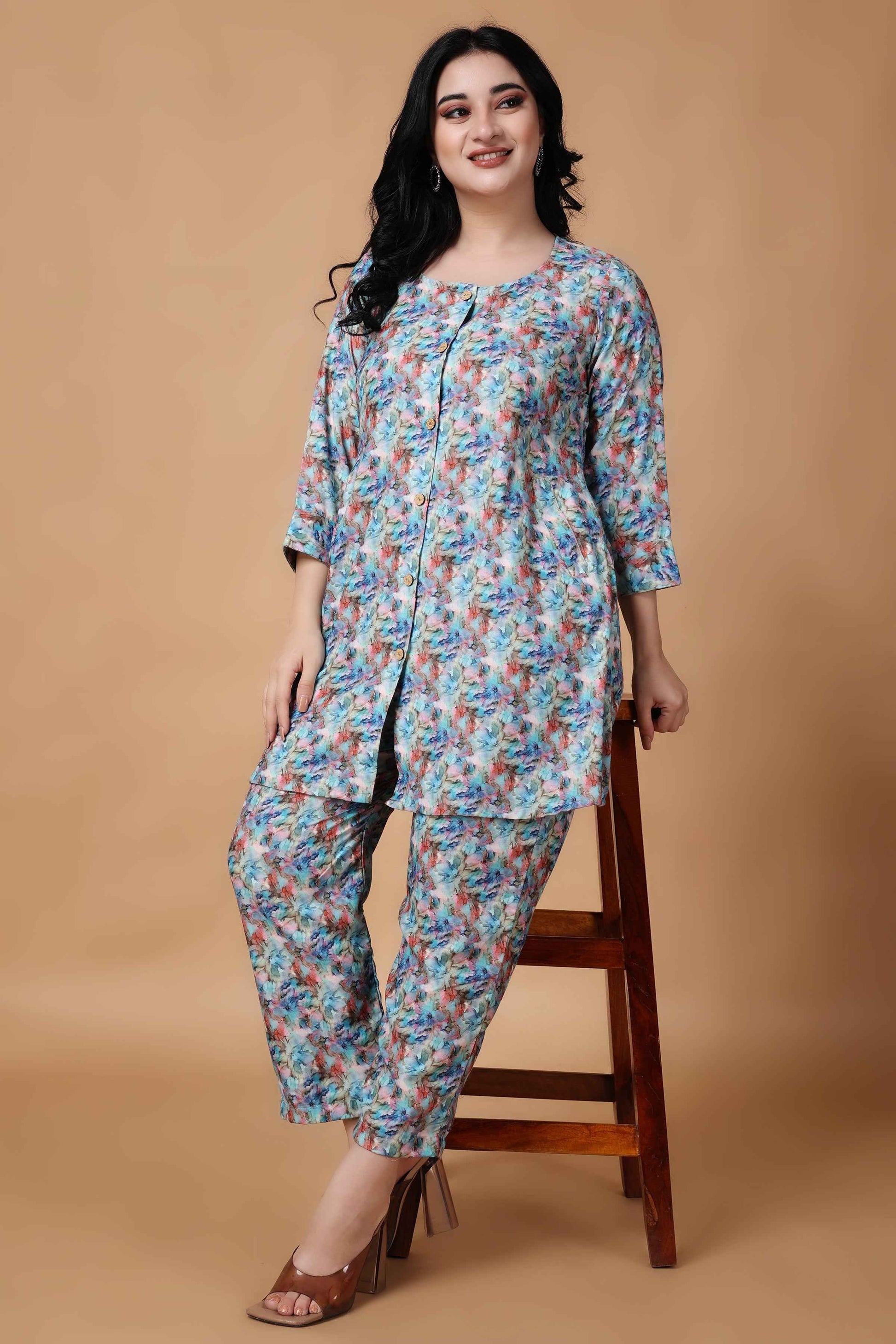 Buy Plus Size ​Vintage Melody Modal Co-ord Set At Apella | Sizes XS to 10 XL | India | Free Delivery | Customized