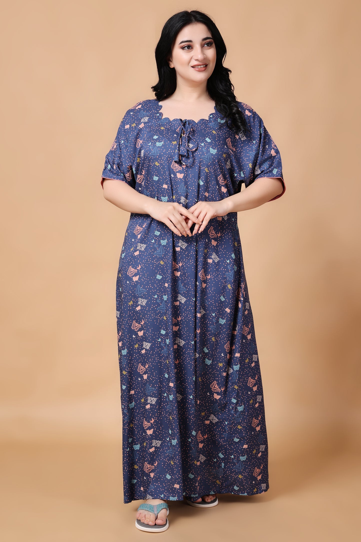 Woman Plus Size Breezy Blue Rayon Night Gown