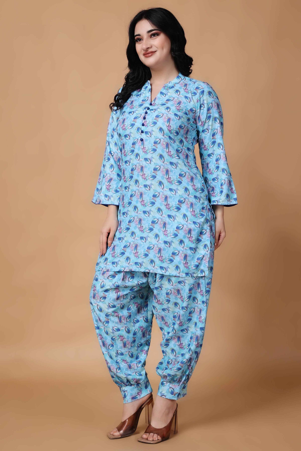 Buy Plus Size ​Firozi Summer Modal Co-ord Set At Apella | Sizes XS to 10 XL | India | Free Delivery | Customized