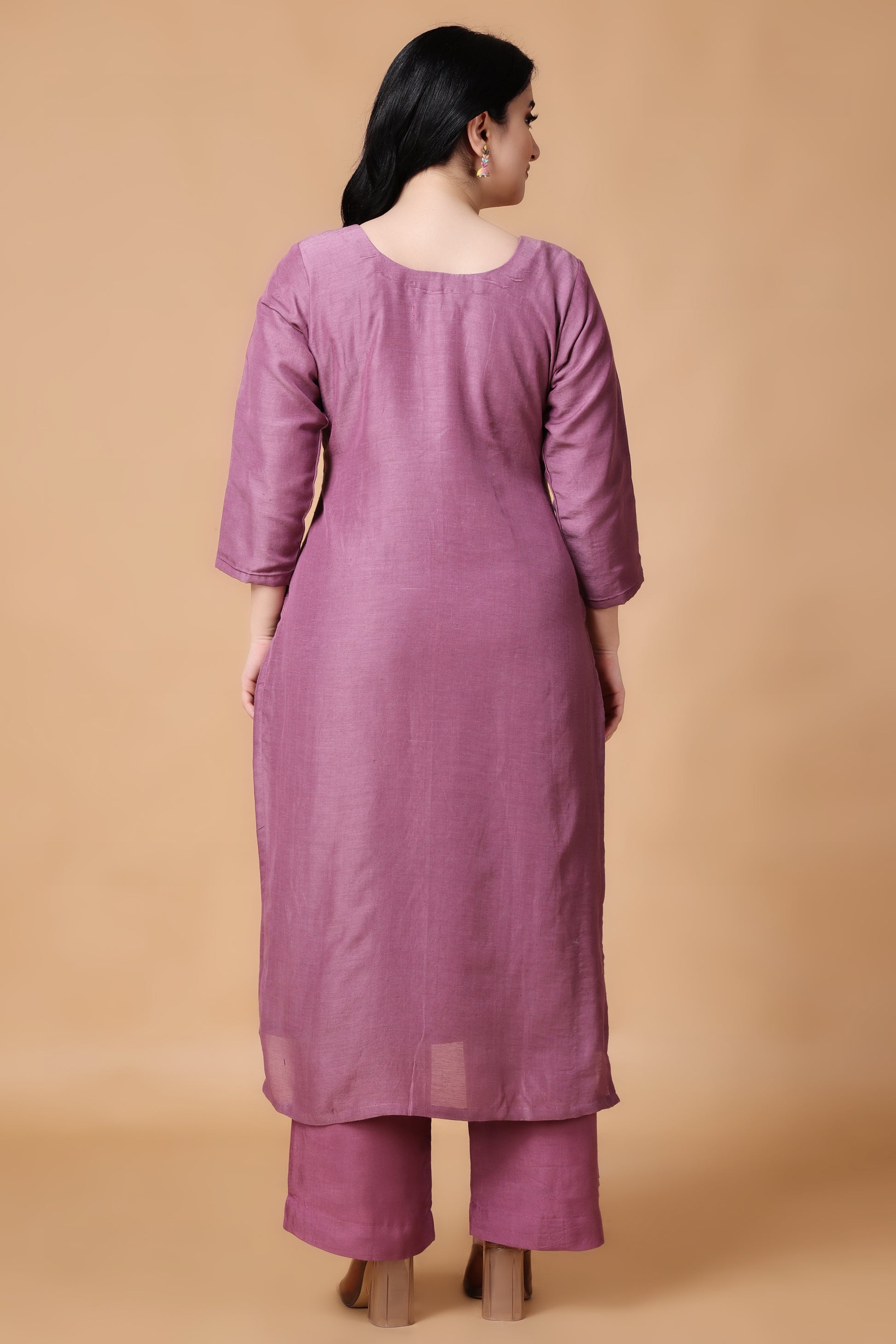 Woman Plus Size Mauve Taupe Jacquard Linen Suit