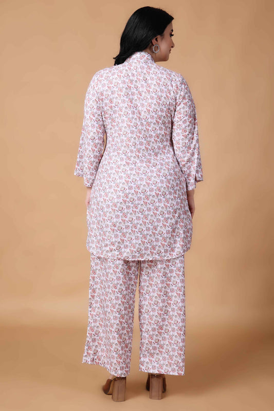 Buy Plus Size ​Peachy White Modal Co-ord Set At Apella | Sizes XS to 10 XL | India | Free Delivery | Customized