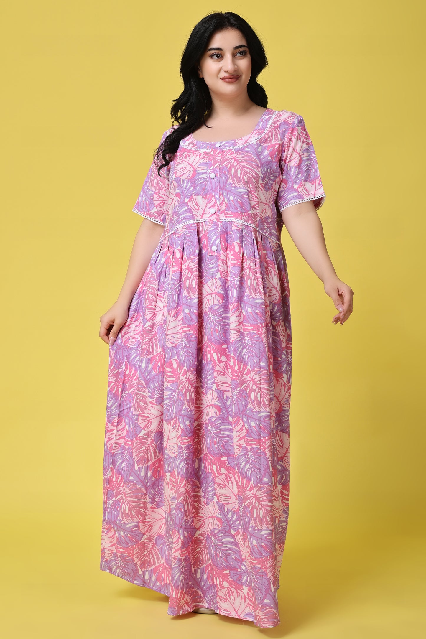 Pink Petals Rayon Night Gown