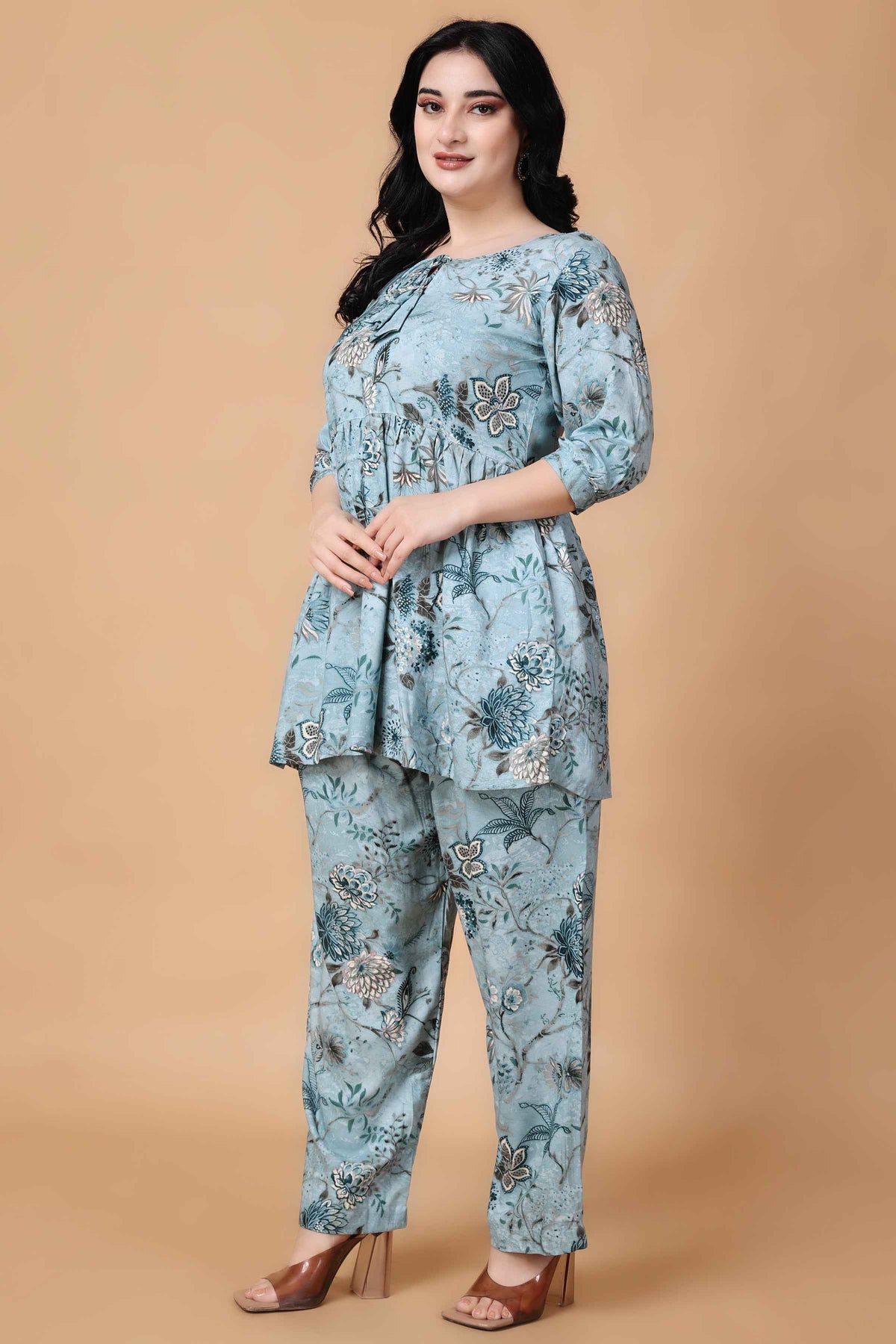 Buy Plus Size ​Spring Time Peplum Co-ord Set At Apella | Sizes XS to 10 XL | India | Free Delivery | Customized