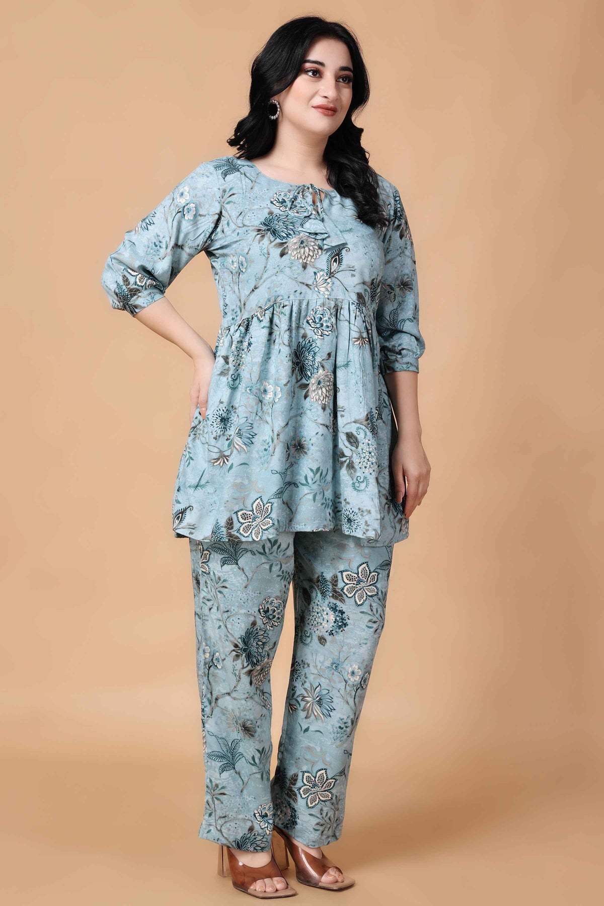 Buy Plus Size ​Spring Time Peplum Co-ord Set At Apella | Sizes XS to 10 XL | India | Free Delivery | Customized