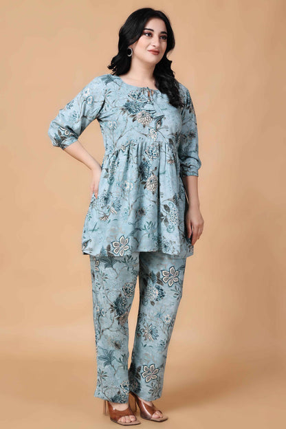 Buy Plus Size ​Spring Time Peplum Co-ord Set At Apella | Sizes XS to 10 XL | India | Free Delivery | Customized