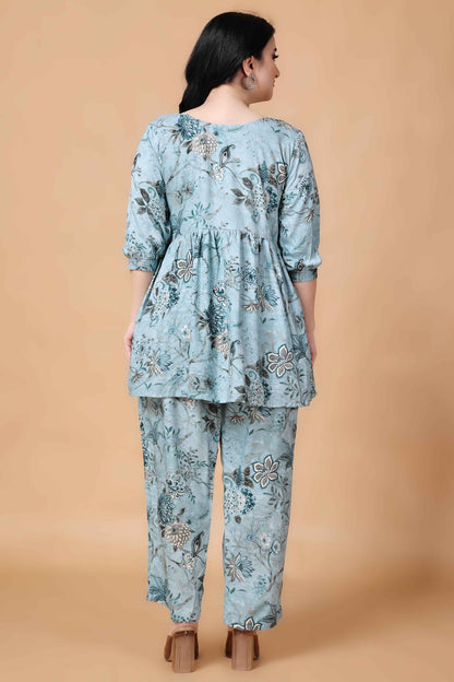 Buy Plus Size ​Spring Time Peplum Co-ord Set At Apella | Sizes XS to 10 XL | India | Free Delivery | Customized