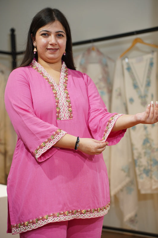 Rosé Meadow Embroidered Co-ord Set